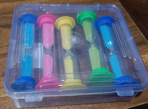Plastic Hourglass Sand Timer Set – 3-Min Sand Clock for Kitchen, Office, School & Kids (5 Pc)