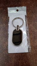 Elegant Black & Silver Oval Metal Keychain (1 Pc)